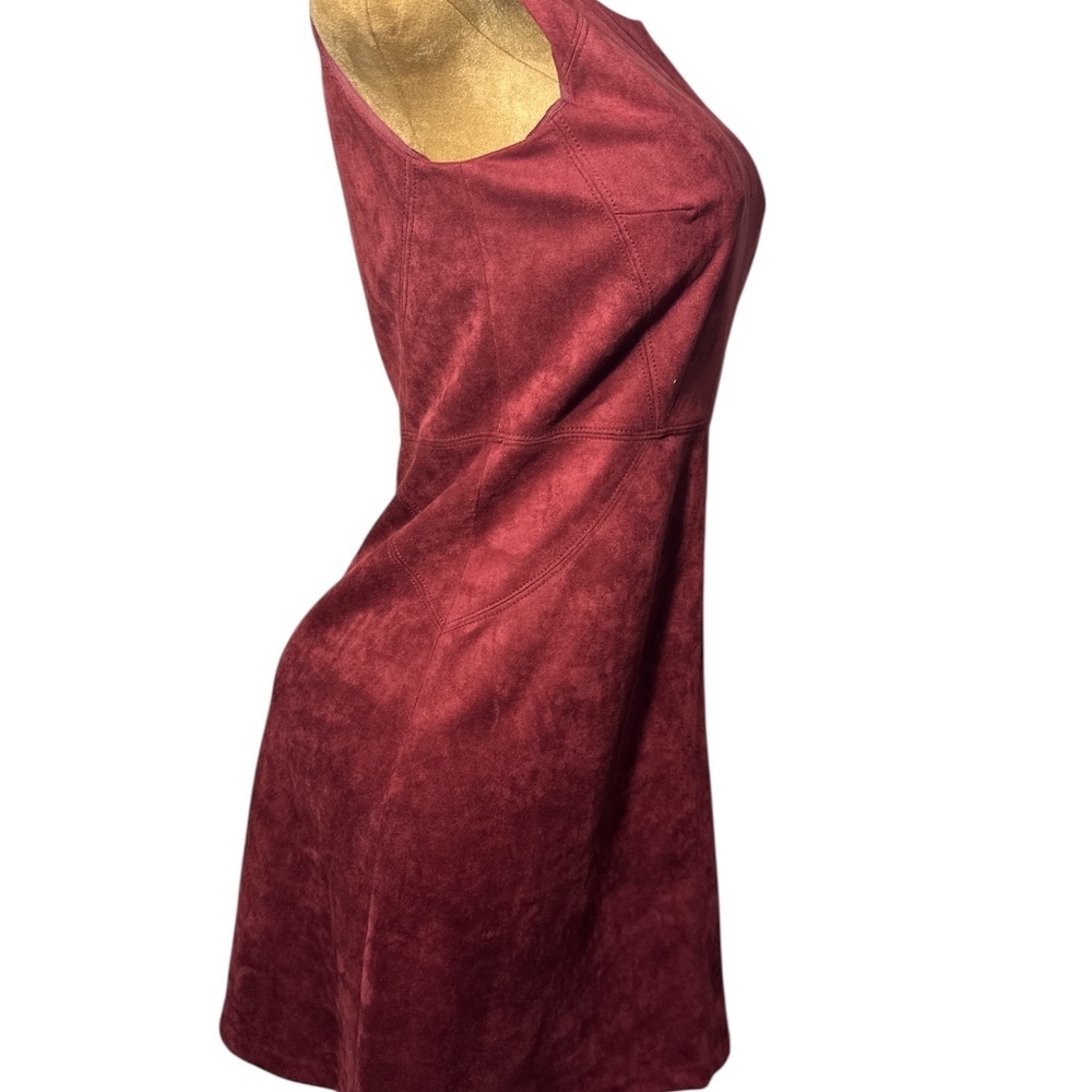 Chico's faux suede sleeveless sheath dress, deep garnet Red, Sz 0 Or S /4 - Picture 3 of 10